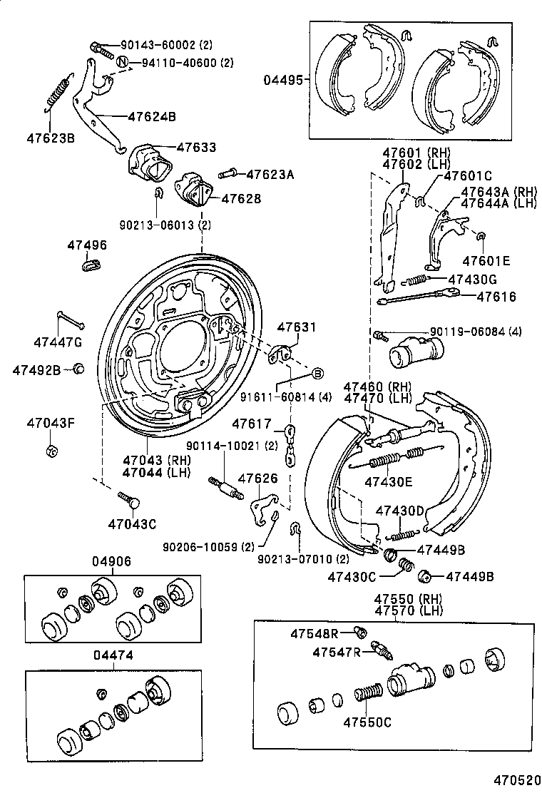 TOYOTA 0490635100Repair Kit, wheel brake cylinder